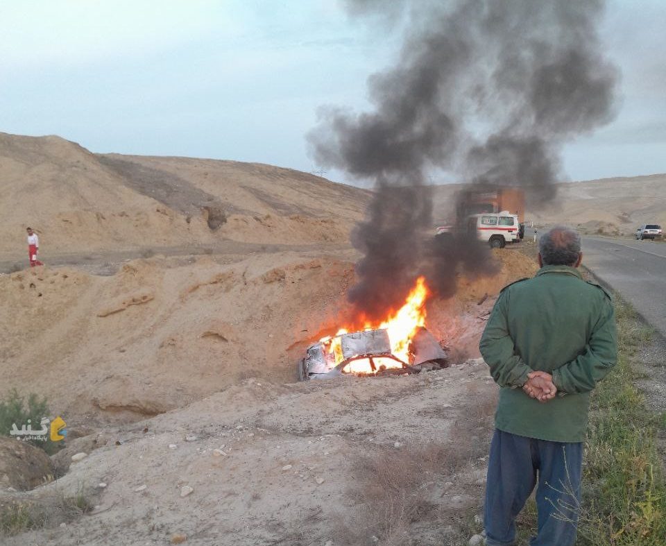 واژگونی و انفجار خودرو در گنبدکاووس جان2 نفر را گرفت