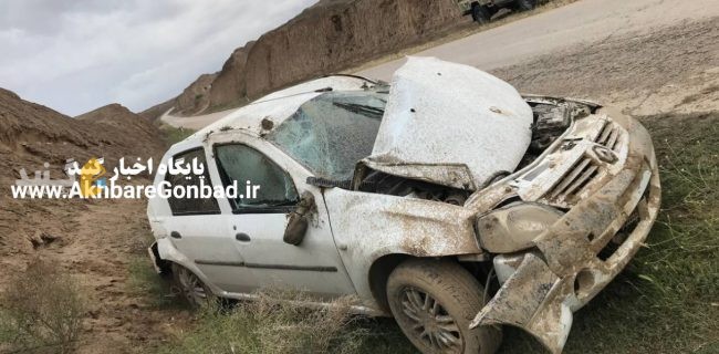 واژگون شدن خودروی ال نود در روستای دماغ شهرستان گنبدکاووس