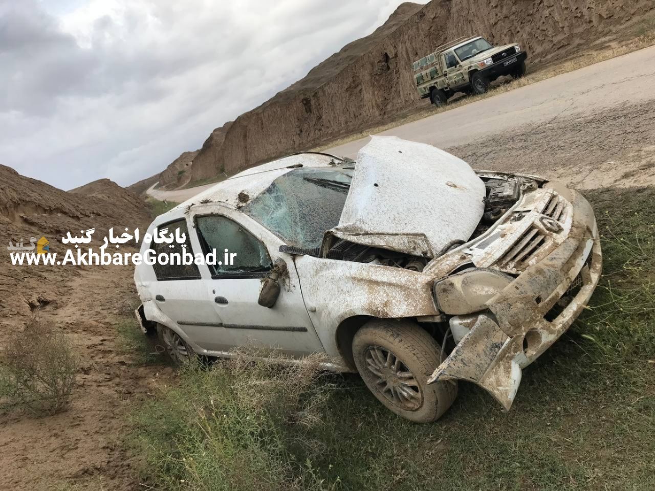 واژگون شدن خودروی ال نود در روستای دماغ شهرستان گنبدکاووس